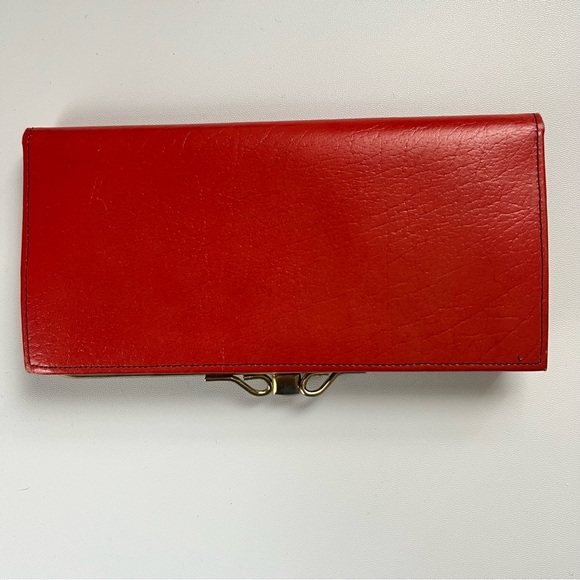Vintage King calfskin wallet with kisslock poppy red, 1950-1960s retro ladys - Picture 4 of 16